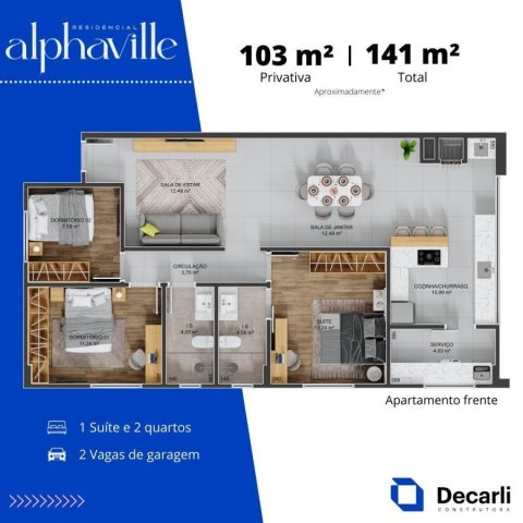 ALPHAVILLE RESIDENCIAL - Apartamentos 77 m² e 103 m² - Centro